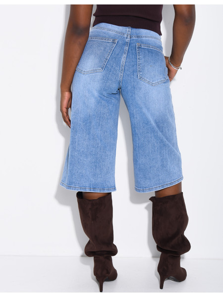 Weite Jeans-Bermudas