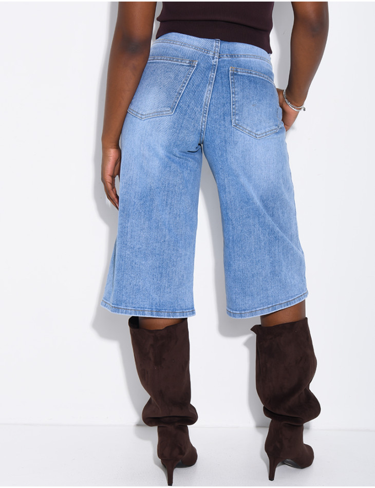 Weite Jeans-Bermudas