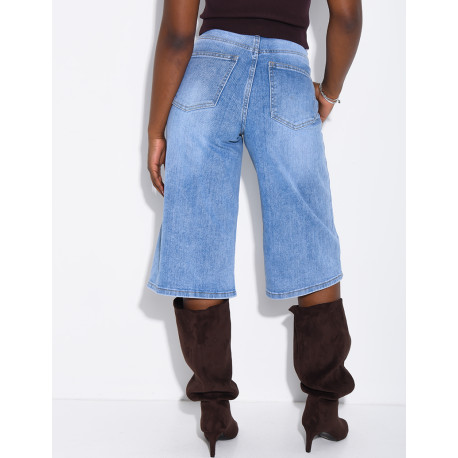 Weite Jeans-Bermudas