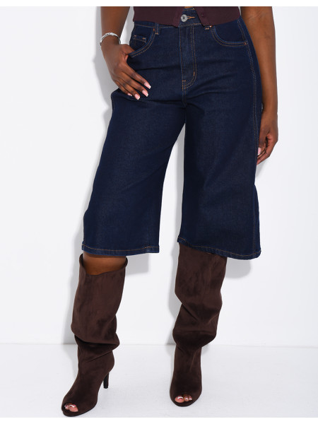 Loose-fit denim Bermuda shorts