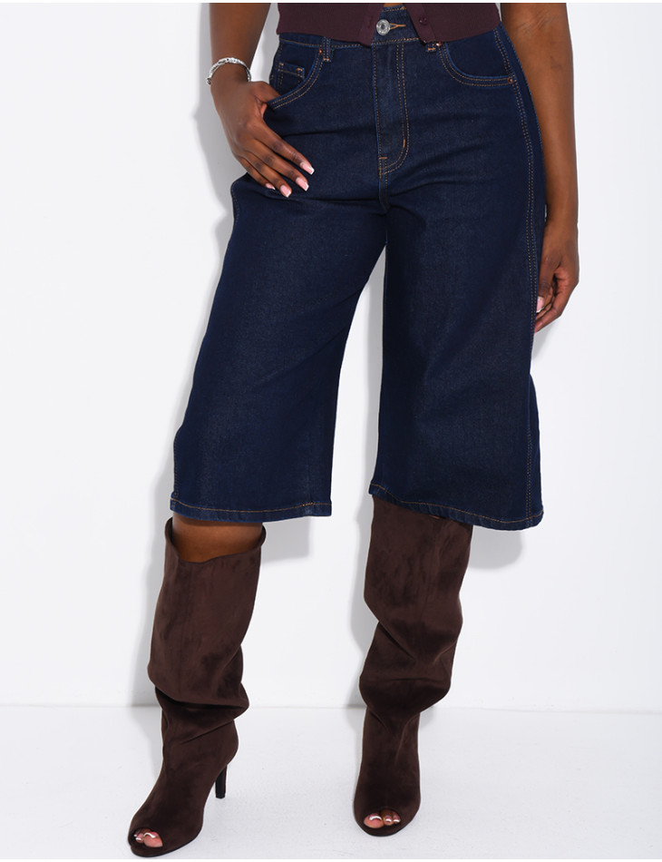 Loose-fit denim Bermuda shorts