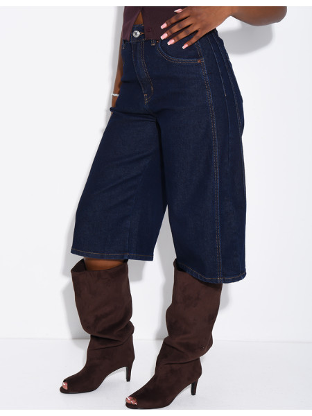 Loose-fit denim Bermuda shorts