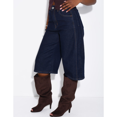 Loose-fit denim Bermuda shorts