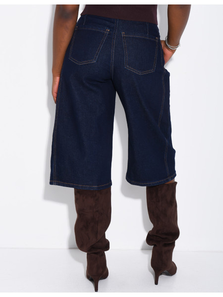 Loose-fit denim Bermuda shorts