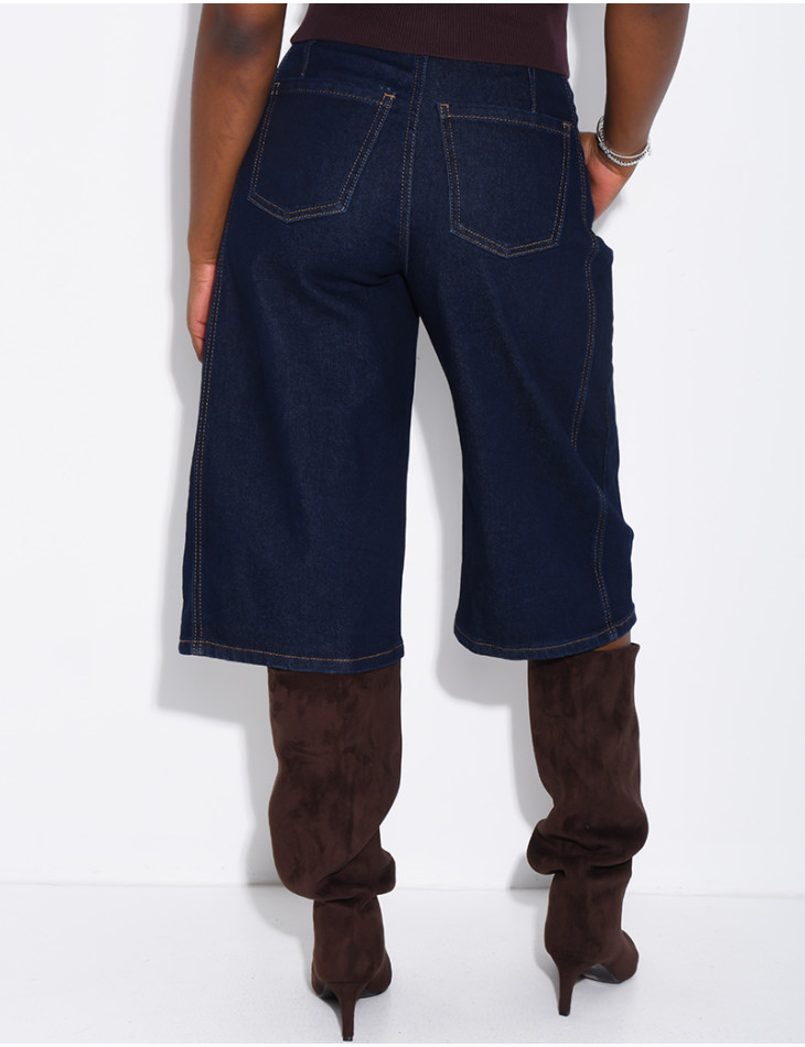 Loose-fit denim Bermuda shorts