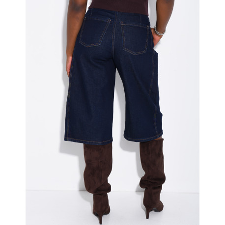 Loose-fit denim Bermuda shorts