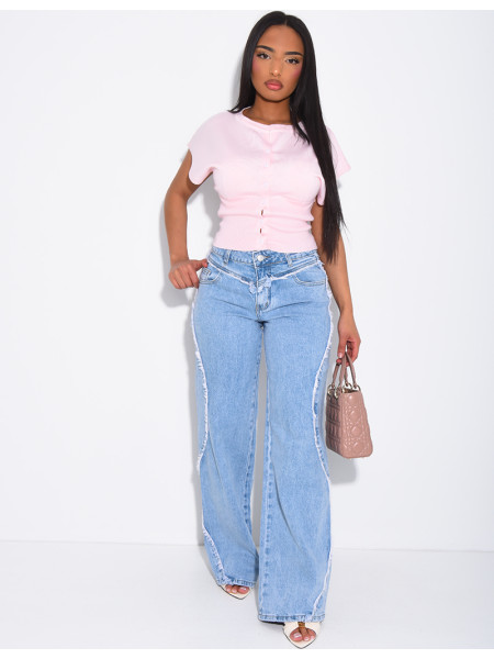 Jeans mit weitem Schnitt und mittlerer Leibhöhe, mit ausgefransten Nähten