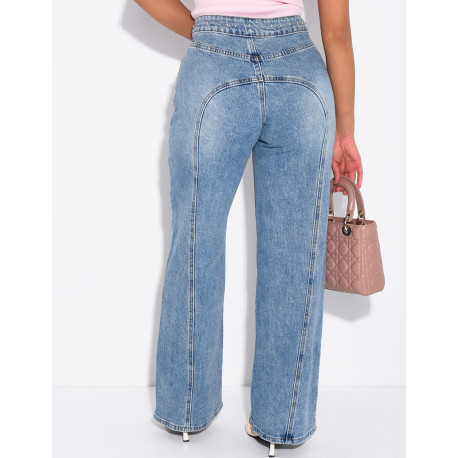 Jeans mit geradem Schnitt, Nieten und Kontrastnähten