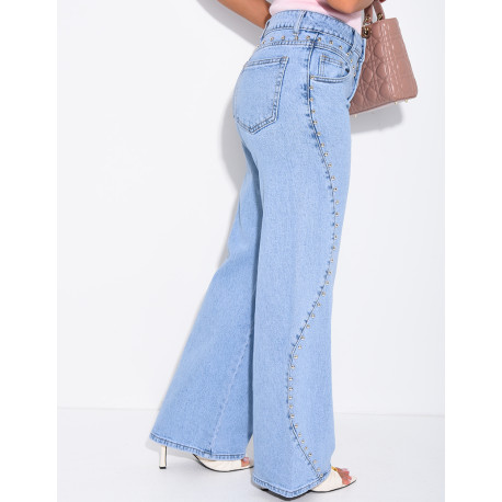 Jeans mit geradem Schnitt, Nieten und Kontrastnähten