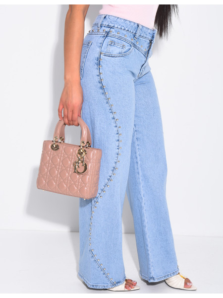 Jeans mit geradem Schnitt, Nieten und Kontrastnähten