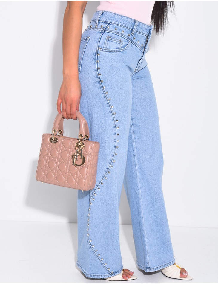 Jeans mit geradem Schnitt, Nieten und Kontrastnähten