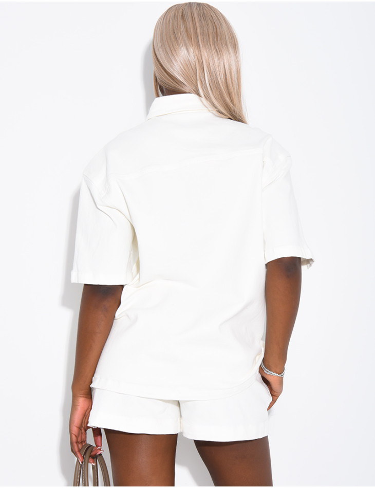 Jeans-Set aus Hemd und Shorts