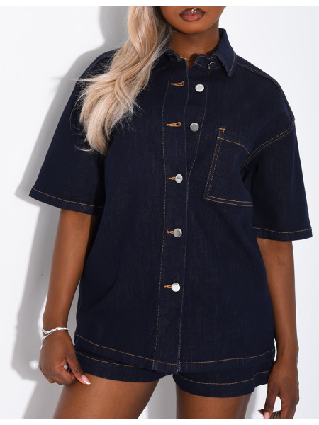 Jeans-Set aus Hemd und Shorts