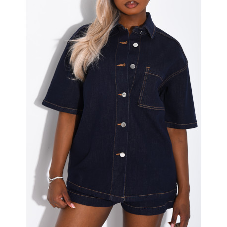 Jeans-Set aus Hemd und Shorts