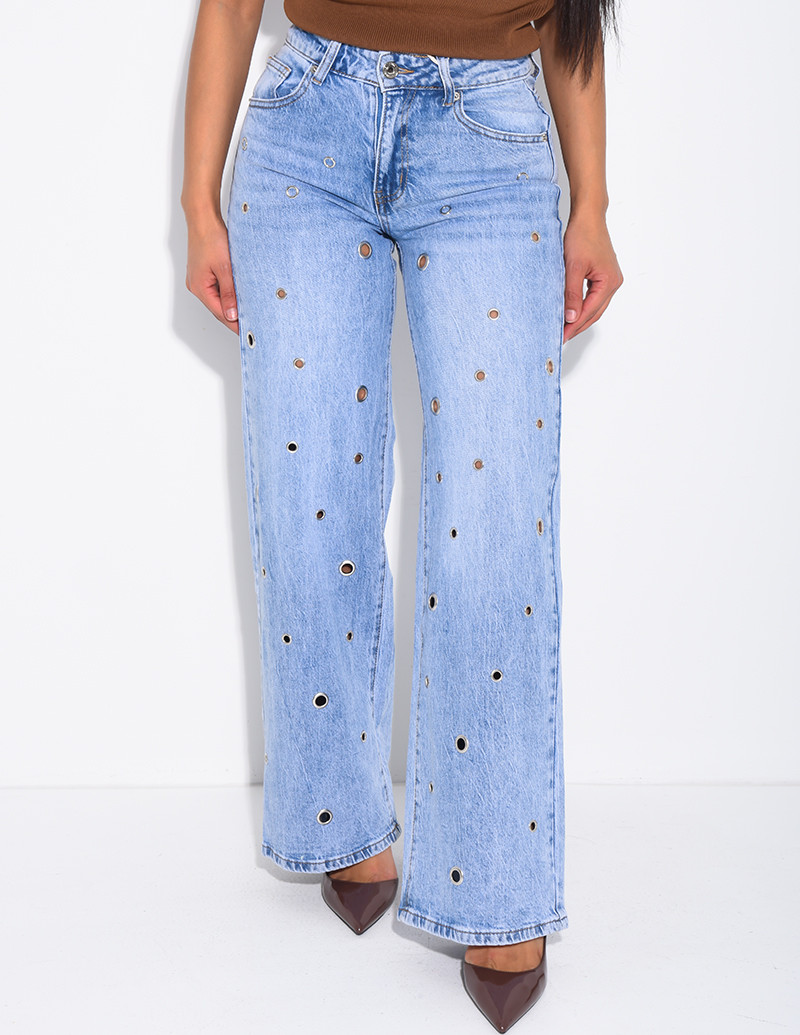 High-waisted straight-leg...