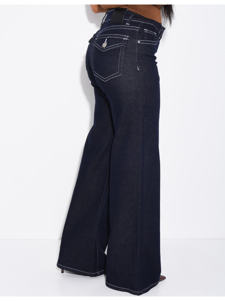 Low-rise wide-leg jeans with flap pockets