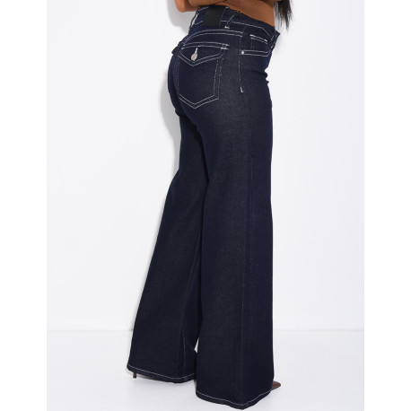 Low-rise wide-leg jeans with flap pockets