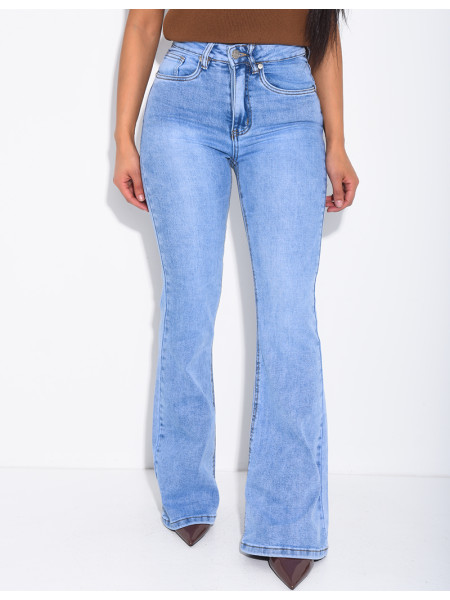 Stretch-Skinny-Jeans mit ausgestelltem Saum
