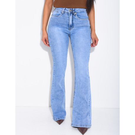 Stretch-Skinny-Jeans mit ausgestelltem Saum