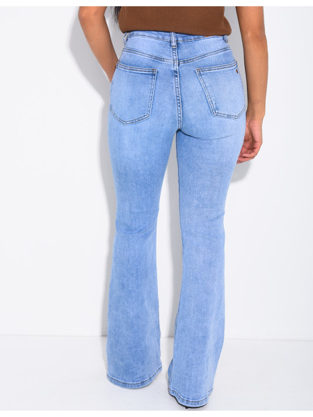 Stretch-Skinny-Jeans mit ausgestelltem Saum