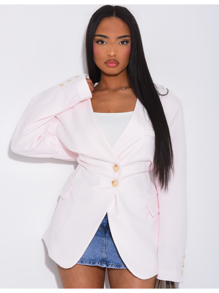 Blazer boutonné à nouer à la taille