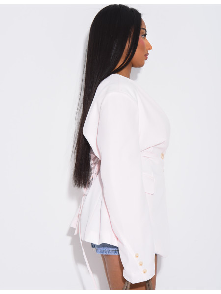 Blazer boutonné à nouer à la taille