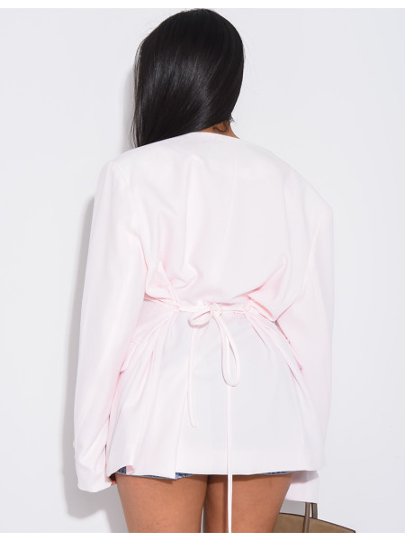 Blazer boutonné à nouer à la taille