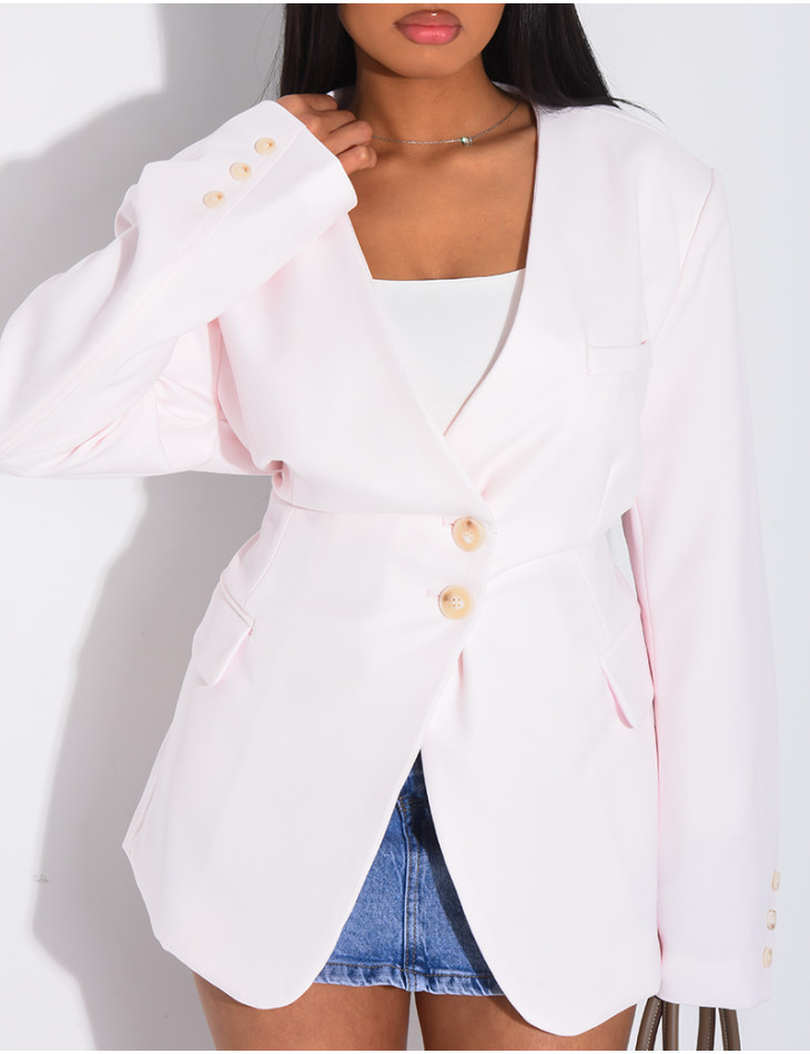 Blazer boutonné à nouer à la taille