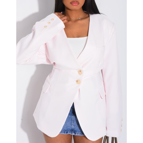Blazer boutonné à nouer à la taille