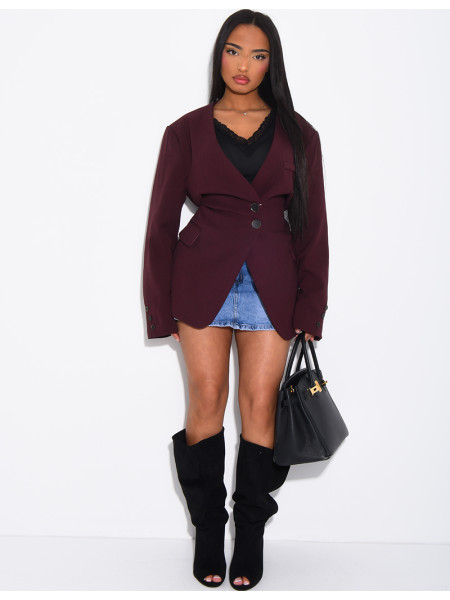 Blazer boutonné à nouer à la taille