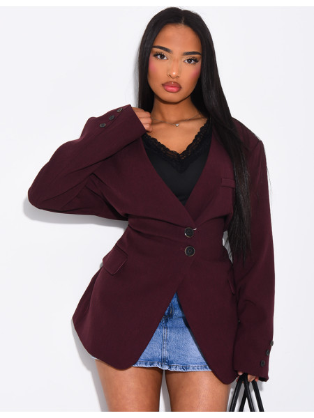 Blazer boutonné à nouer à la taille
