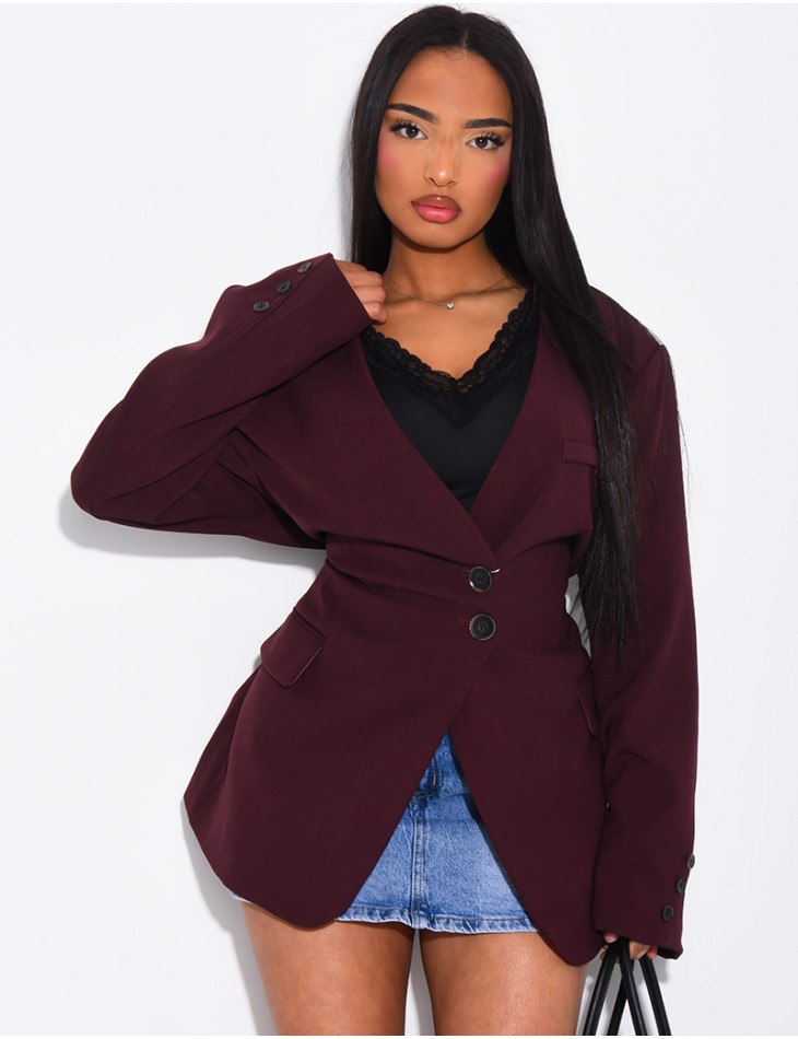 Blazer boutonné à nouer à la taille