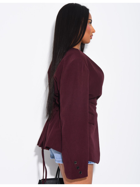 Blazer boutonné à nouer à la taille