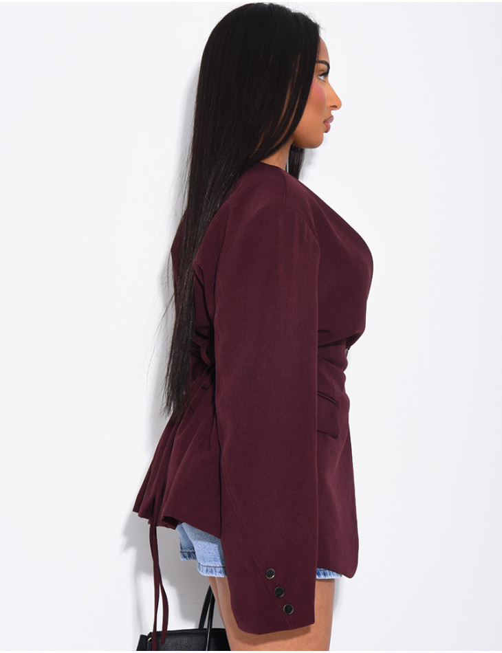 Blazer boutonné à nouer à la taille