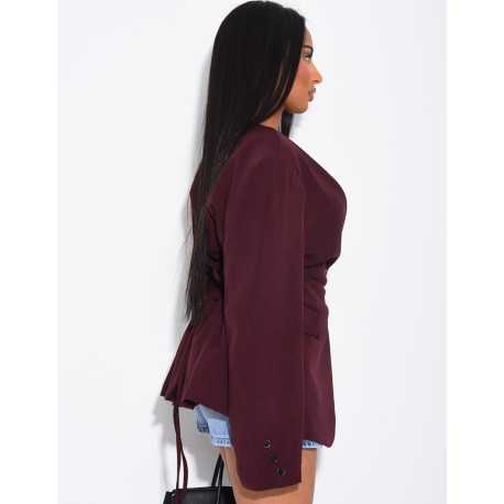 Blazer boutonné à nouer à la taille