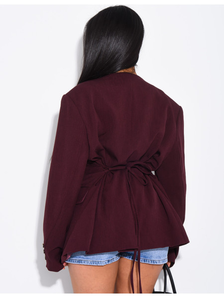 Blazer boutonné à nouer à la taille