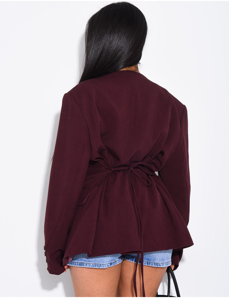 Blazer boutonné à nouer à la taille