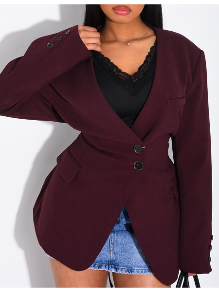 Blazer boutonné à nouer à la taille