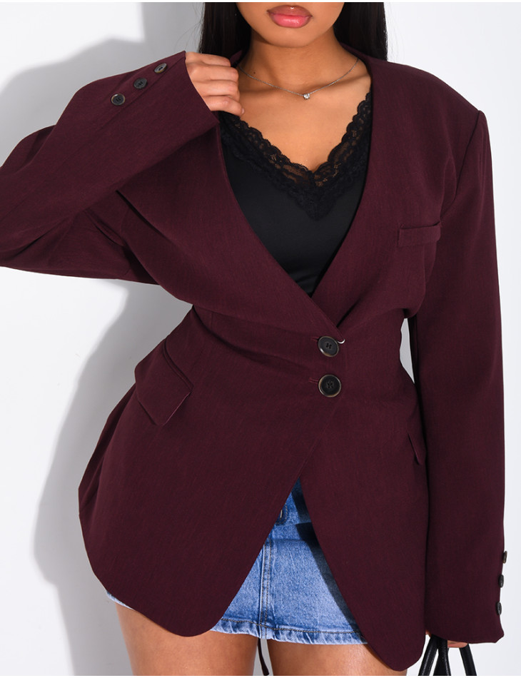 Blazer boutonné à nouer à la taille