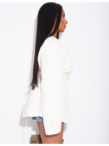Blazer boutonné à nouer à la taille