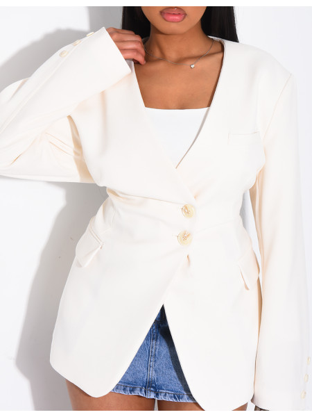 Blazer boutonné à nouer à la taille