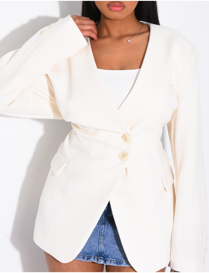 Blazer boutonné à nouer à la taille