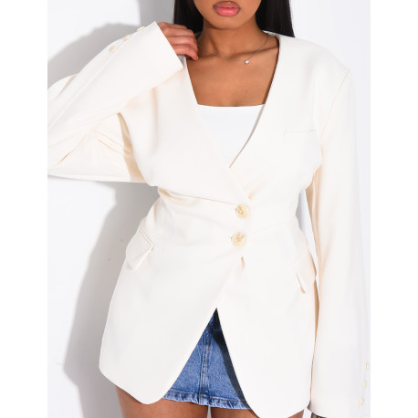 Blazer boutonné à nouer à la taille