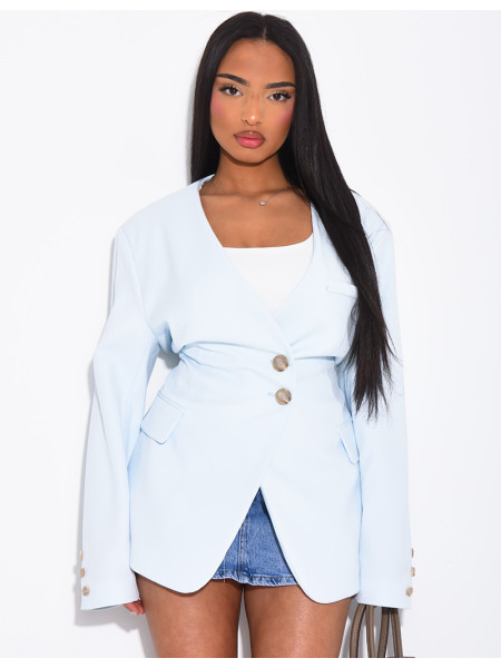 Blazer mit Knopfleiste und Bindegürtel an der Taille