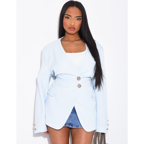 Blazer mit Knopfleiste und Bindegürtel an der Taille