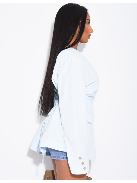 Blazer mit Knopfleiste und Bindegürtel an der Taille