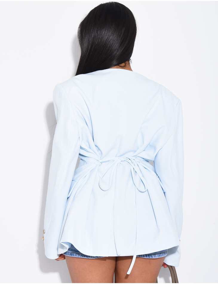 Blazer mit Knopfleiste und Bindegürtel an der Taille