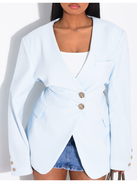 Blazer mit Knopfleiste und Bindegürtel an der Taille