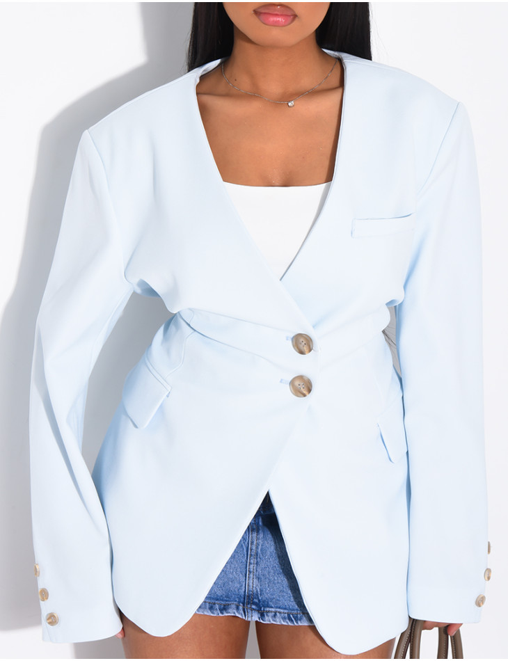 Blazer mit Knopfleiste und Bindegürtel an der Taille