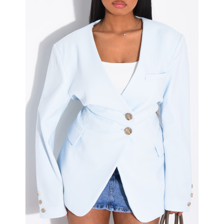 Blazer mit Knopfleiste und Bindegürtel an der Taille